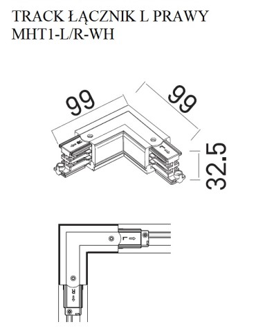 Maxlight Track Switch L" Right White" MHT1-L/R-WH - product 2