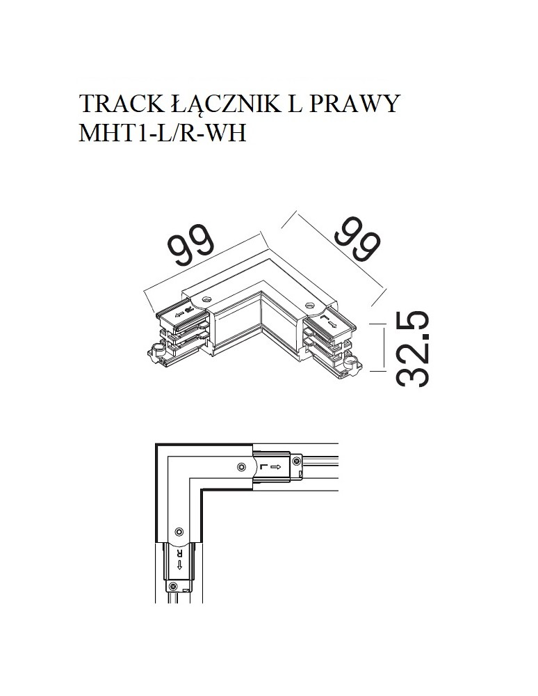 Accessories for 3 phase busbars - Maxlight Track Switch L" Right White" MHT1-L/R-WH - product kolory-swiatla.pl 2