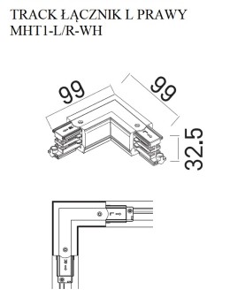 DOBAC MHT1-L/R-WH TRACK ŁĄCZNIK L" prawy biały" - produkt 2