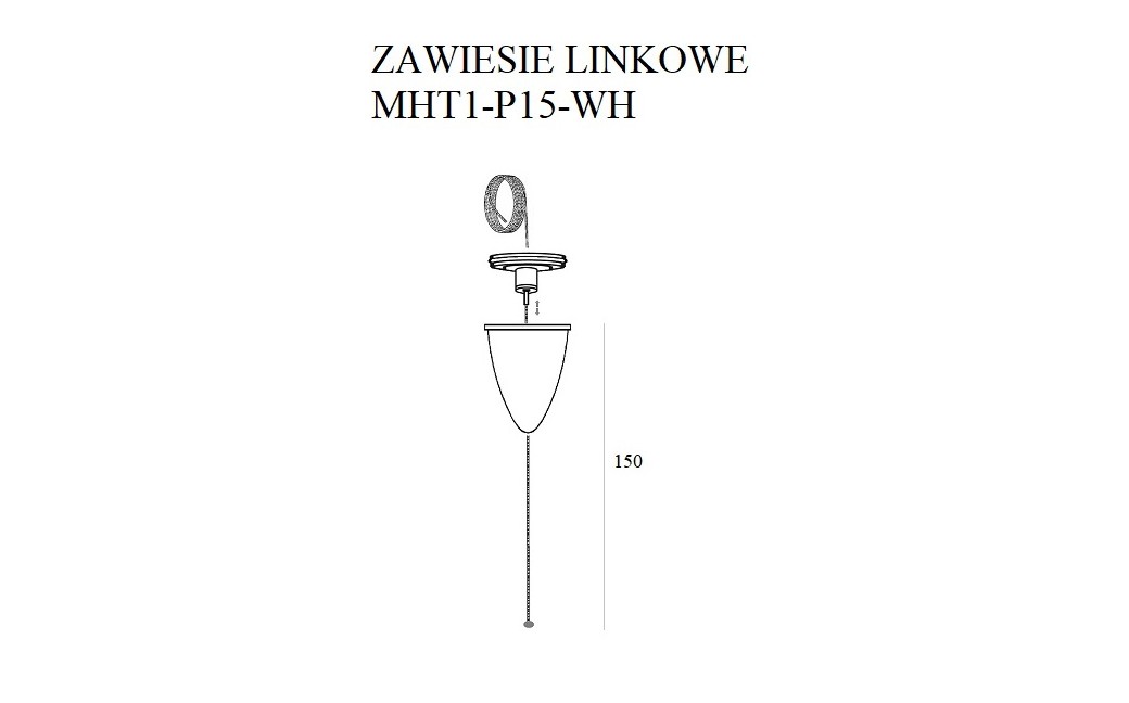 DOBAC MHT1-P15-WH TRACK ZAWIESIE LINKOWE 1,5m białe z regulacją bez uchwytu