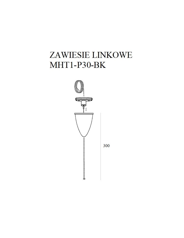 Accessories for 3 phase busbars - Maxlight Track Cable Suspension 3M Black With Adjustable Without Handle MHT1-P30-BK - product kolory-swiatla.pl 2