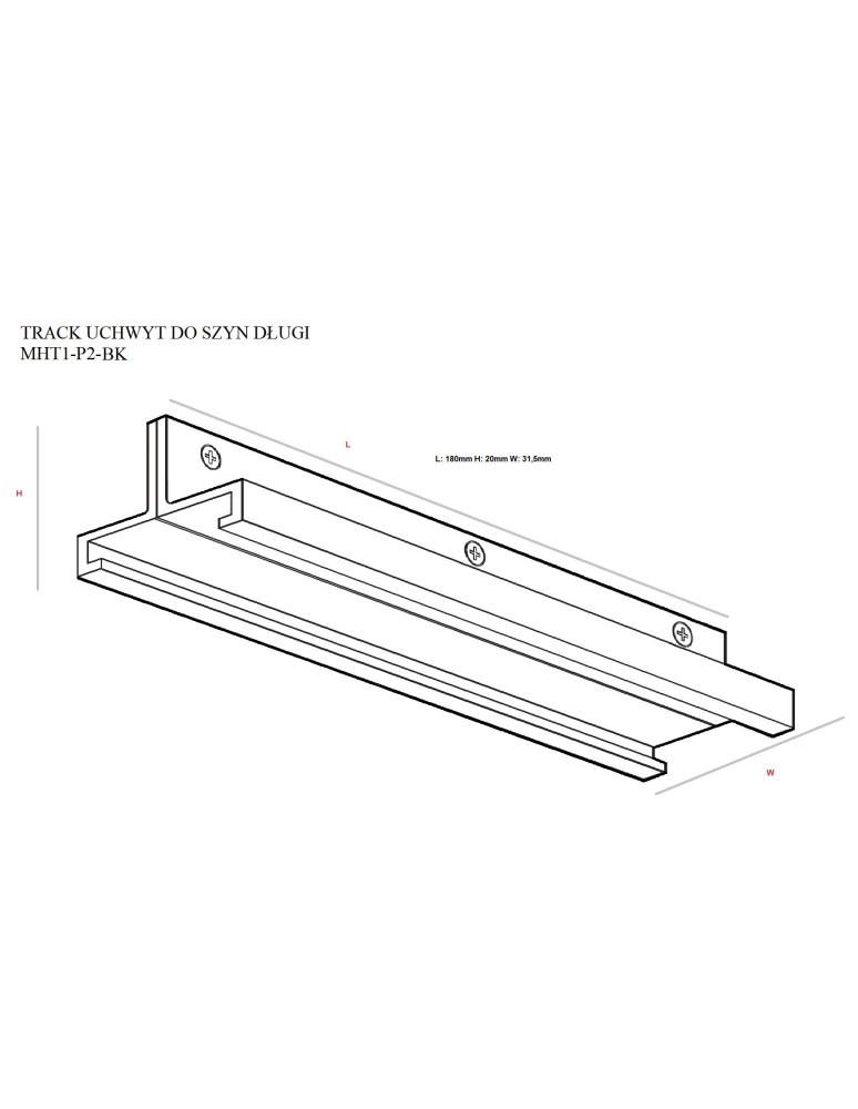 Accessories for 3 phase busbars - Maxlight Track Long Rail Mount Black MHT1-P2-BK - product kolory-swiatla.pl 2