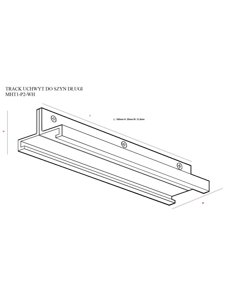 Accessories for 3 phase busbars - Maxlight Track Long Rail Mount White MHT1-P2-WH - product kolory-swiatla.pl 2
