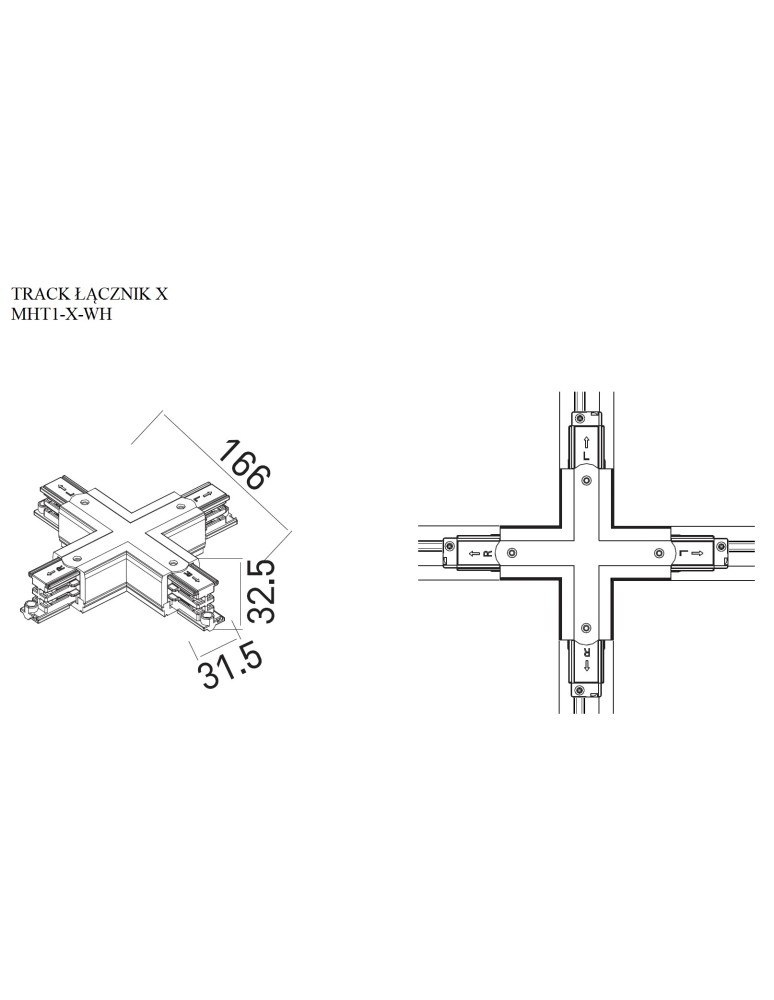 Accessories for 3 phase busbars - Maxlight Track Switch X" White" MHT1-X-WH - product kolory-swiatla.pl 3