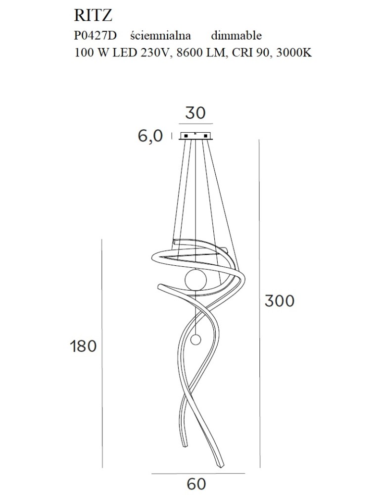 LED pendant lamps - Maxlight Ritz P0427D Pendant Lamp. - product kolory-swiatla.pl 7