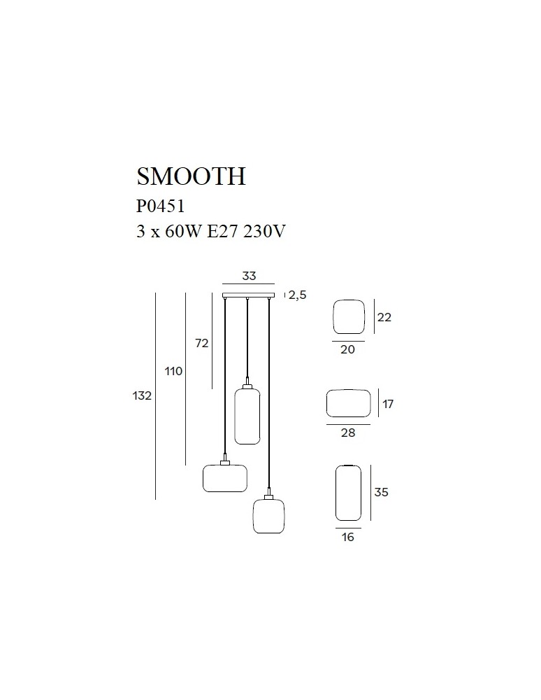 Pendant lamps - Maxlight Smooth III Pendant Lamp P0451 - product kolory-swiatla.pl 3