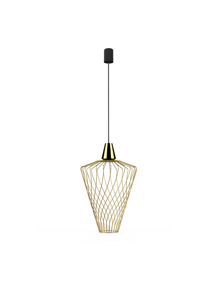 Brass-colored pendant lamps - Nowodvorski WAVE L Suspended Ceiling Max power 1x60W E27 Brass 8857 - product kolory-swiatla.pl 1
