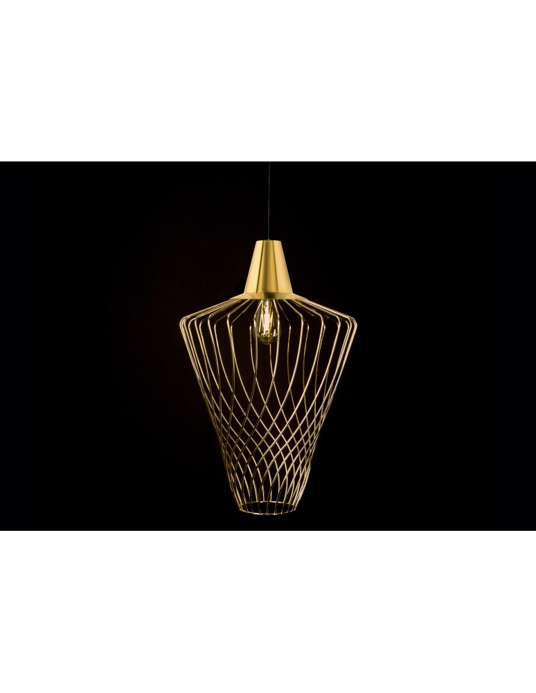 Brass-colored pendant lamps - Nowodvorski WAVE L Suspended Ceiling Max power 1x60W E27 Brass 8857 - product kolory-swiatla.pl 3