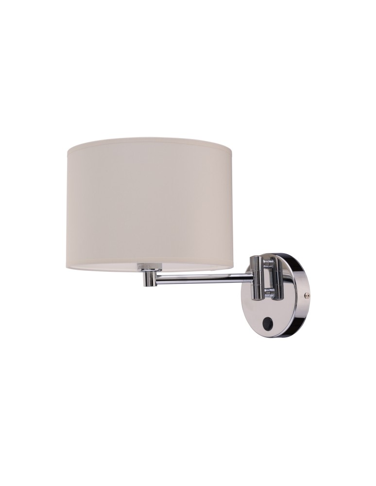 Wall lamps with lampshade - Nowodvorski HOTEL Wall lamp adjustable with switch Max power 1x60W E14 Ecru 8980 - product kolory-swiatla.pl 1