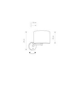 Nowodvorski HOTEL Wall lamp adjustable with switch Max power 1x60W E14 Ecru 8980 - product 2