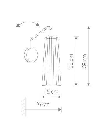 Nowodvorski DOVER Wall lamp adjustable Max power 1x35W GU10 Natural wood 9261 - product 2