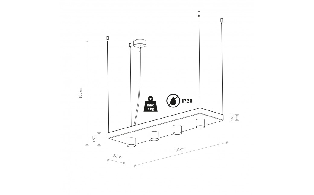 Nowodvorski PLANT Sufitowa Wisząca Max moc 4x35W GU10 Czarny 9381