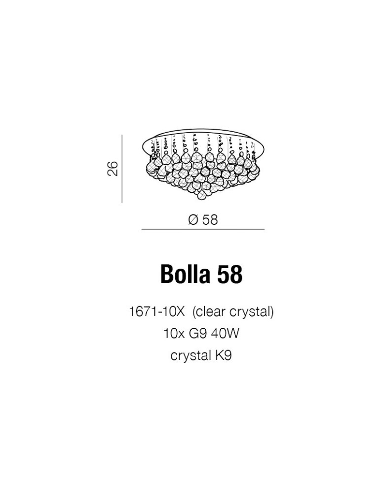 Ceiling lamps with crystals - Azzardo BOLLA 58 10xG9 Ceiling/Hanging Transparent AZ1288 - product kolory-swiatla.pl 2