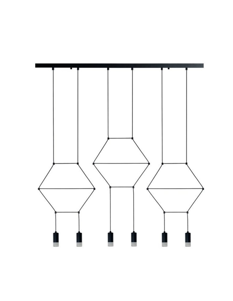 Designer pendant lamps - Step into Design LINEA-6 LONG black 100cm pendant lamp (XT100-6P) - product kolory-swiatla.pl 1