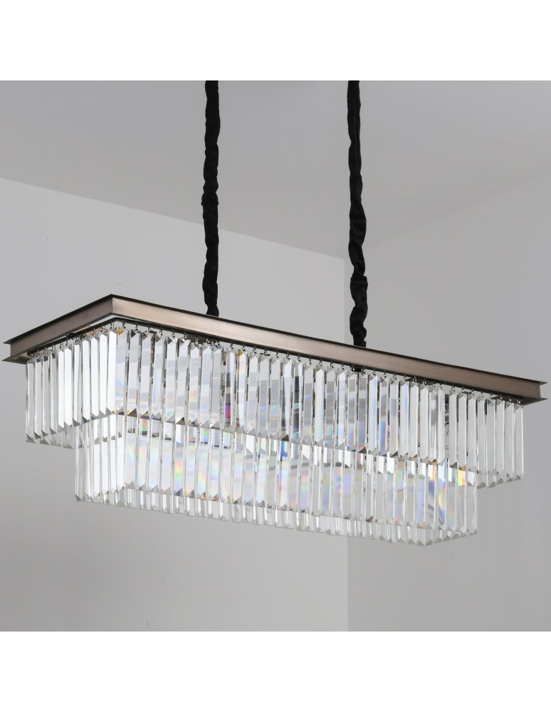 Glamour chandeliers - Step into Design Hanging SPARKLE DOUBLE Anthracite 100cm - product kolory-swiatla.pl 1