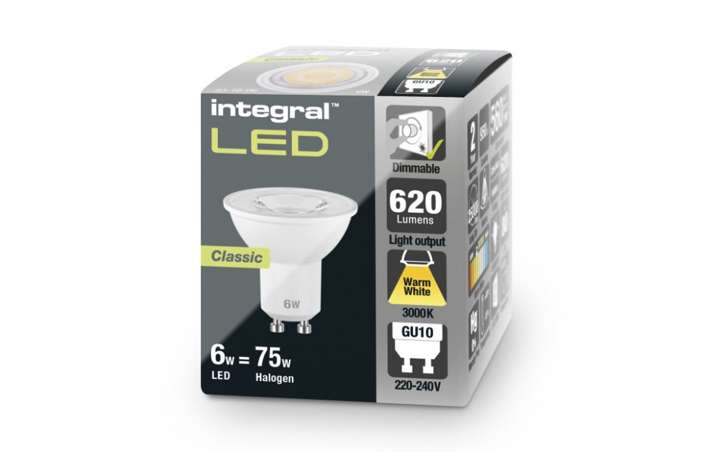 Integral LED ściemnialna GU10 PAR16 6.0W (75W) 3000K 600lm 83-16-06