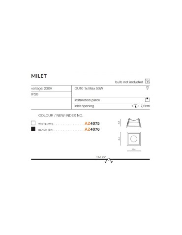 Azzardo MILET 1xGU10 Czarny Wpuszczana AZ4076 - produkt 2