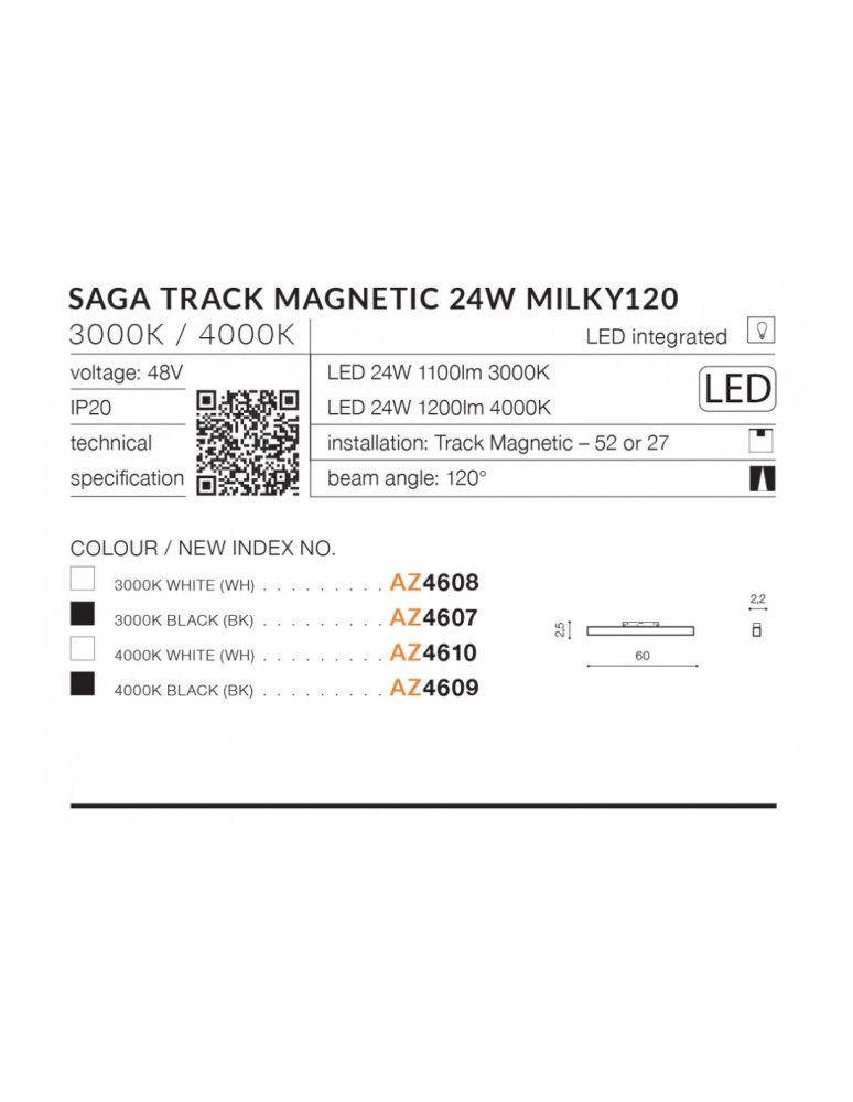 Magnetic rail lamps - Azzardo SAGA TRACK MAGNETIC 24W 1200lm 4000K Black AZ4609 - product kolory-swiatla.pl 4