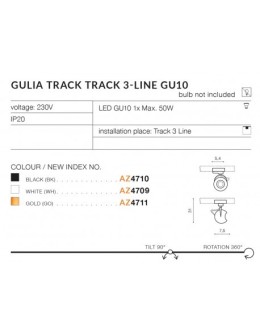 Azzardo GULIA TRACK 3 LINE GU10 Złoty Reflektor do szynoprzewodu 3F AZ4711 - produkt 2