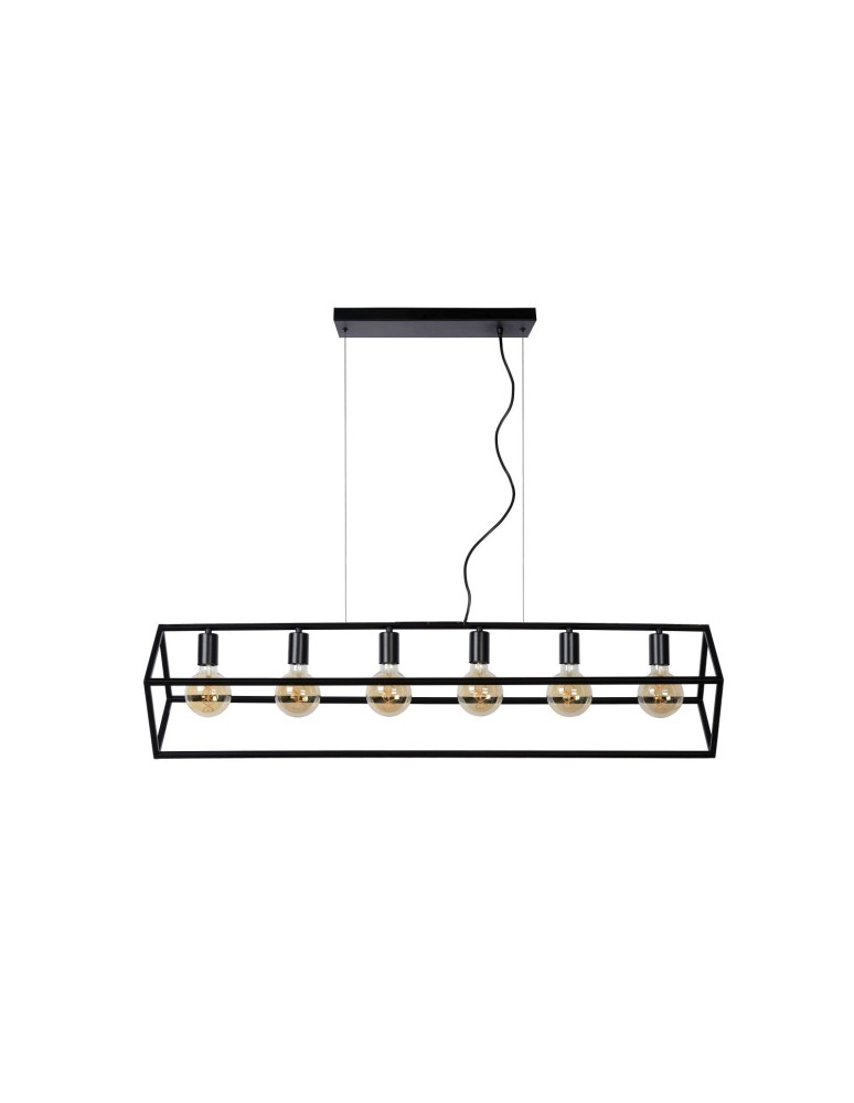 Pendant lamps - Lucide FABIAN Pendant E27 6x40W Black 00425/06/30 - product kolory-swiatla.pl 2