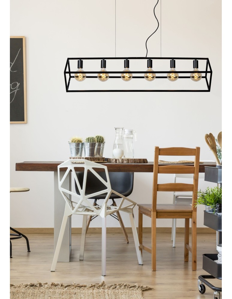 Pendant lamps - Lucide FABIAN Pendant E27 6x40W Black 00425/06/30 - product kolory-swiatla.pl 3