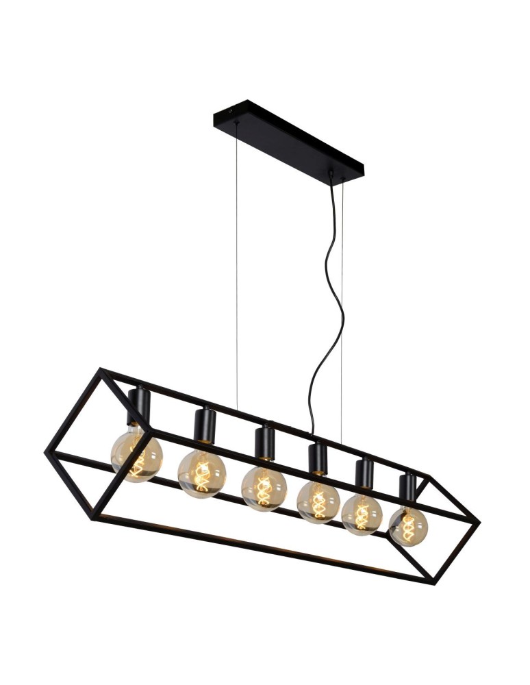 Pendant lamps - Lucide FABIAN Pendant E27 6x40W Black 00425/06/30 - product kolory-swiatla.pl 6