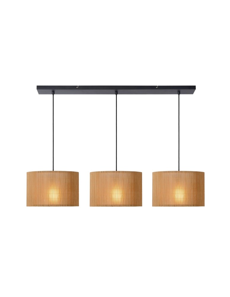 Triple pendant lamps - Lucide MAGIUS Pendant E27 3x40W Light Wood/Black 03429/03/30 - product kolory-swiatla.pl 1