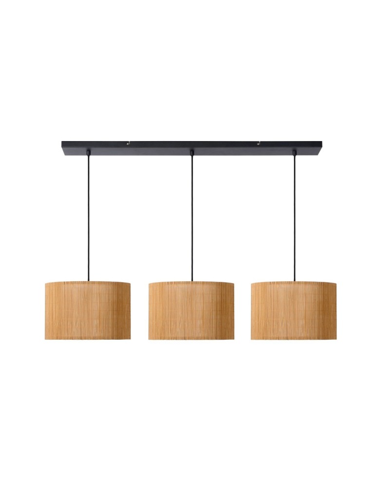 Triple pendant lamps - Lucide MAGIUS Pendant E27 3x40W Light Wood/Black 03429/03/30 - product kolory-swiatla.pl 2