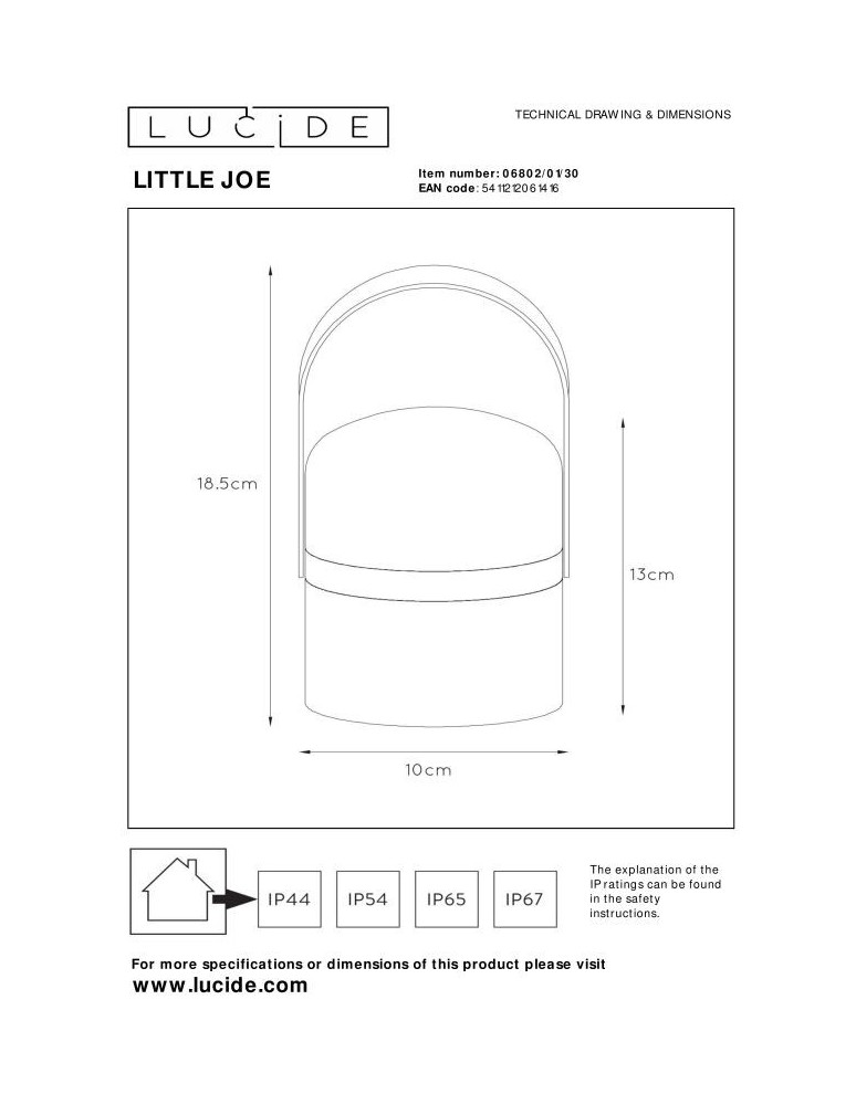 Portable garden lamps - Lucide LITTLE JOE Outdoor LED Desk 1x3W 2800-3200K IP44 White/Black 06802/01/30 - product kolory-swiatla.pl 9