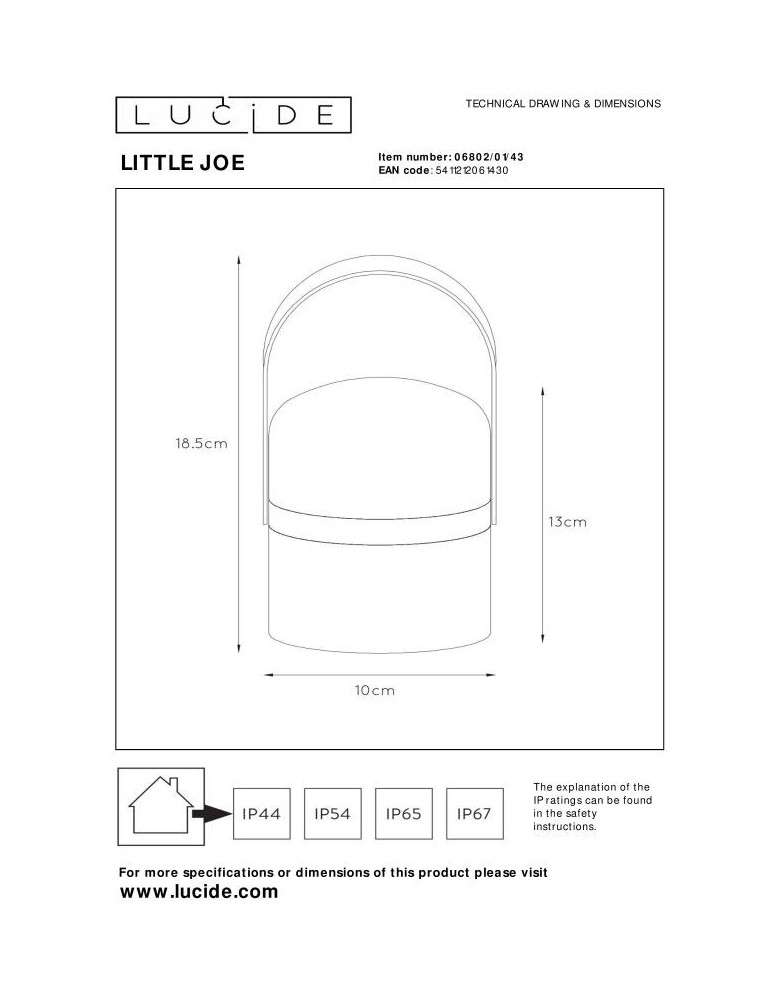 Portable garden lamps - Lucide LITTLE JOE Outdoor LED Desk 1x3W 2800-3200K IP44 White/Brown 06802/01/43 - product kolory-swiatla.pl 9