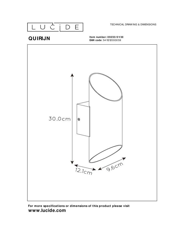 Tube wall lamps - Lucide QUIRIJN Wall Mounted G9 1x40W Black/Matte Gold/Brass 09233/01/30 - product kolory-swiatla.pl 5