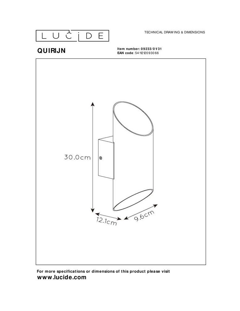 Tube wall lamps - Lucide QUIRIJN Wall-mounted G9 1x40W White/Matte Gold/Brass 09233/01/31 - product kolory-swiatla.pl 4
