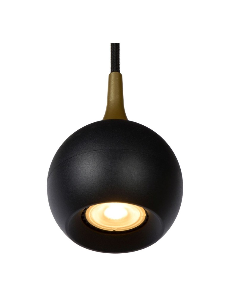 Pendant lamps - Lucide FAVORI Pendant GU10 1x5W Black/Matte Gold/Brass 09434/01/30 - product kolory-swiatla.pl 7