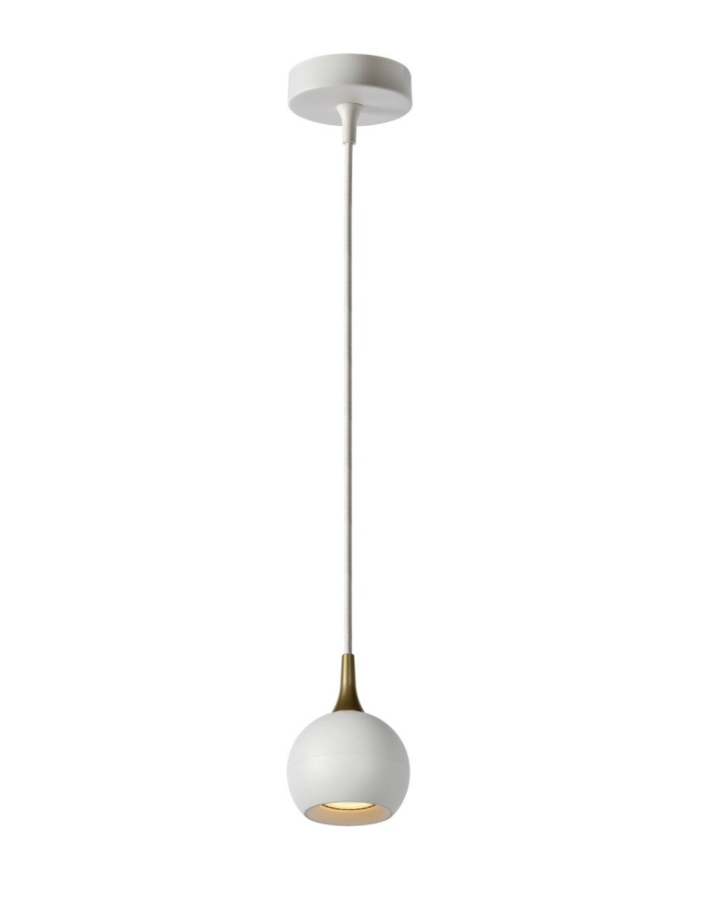 Pendant lamps - Lucide FAVORI Pendant GU10 1x5W White/Matte Gold/Brass 09434/01/31 - product kolory-swiatla.pl 1