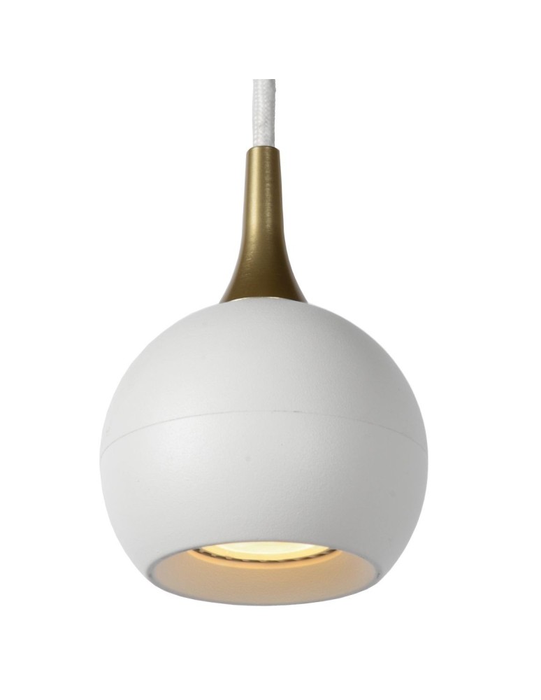 Pendant lamps - Lucide FAVORI Pendant GU10 1x5W White/Matte Gold/Brass 09434/01/31 - product kolory-swiatla.pl 4