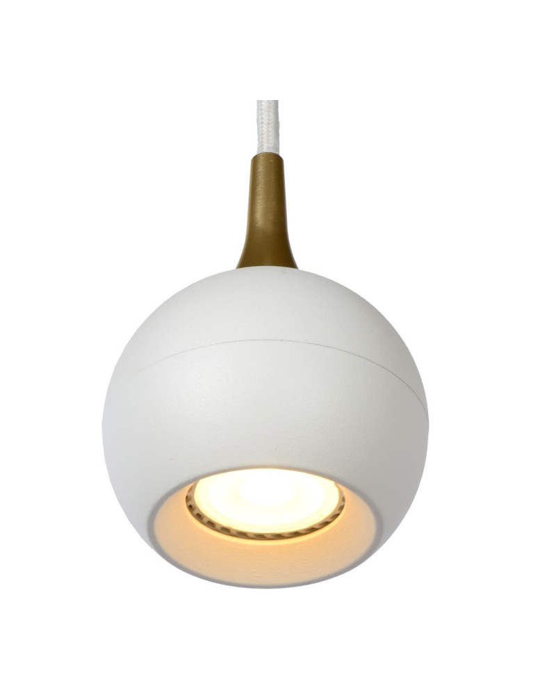 Pendant lamps - Lucide FAVORI Pendant GU10 1x5W White/Matte Gold/Brass 09434/01/31 - product kolory-swiatla.pl 7