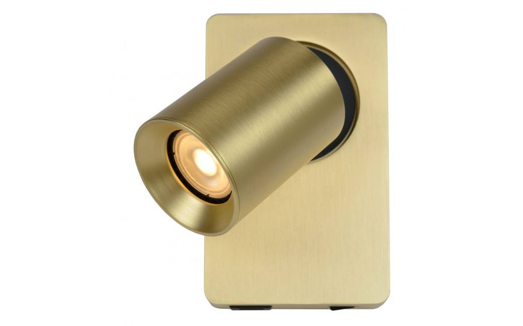 Lucide NIGEL Ścienna Reflektorowa LED GU10 1x5W 2200-3000K z gniazdem USB Złoty Matowy/Mosiądz 09929/06/02