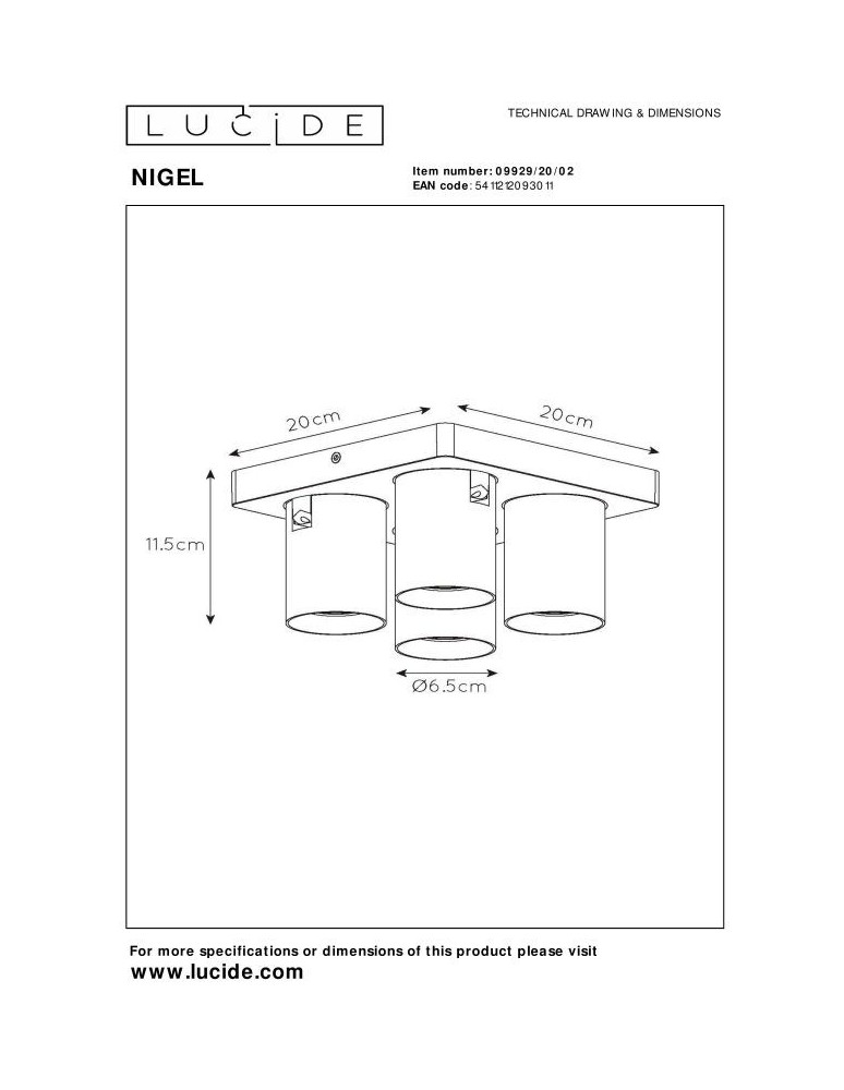 Spotlight ceiling lamps - Lucide NIGEL LED Reflector Ceiling GU10 4x5W 2200-3000K Gold Matte/Brass 09929/20/02 - product kolory-swiatla.pl 6