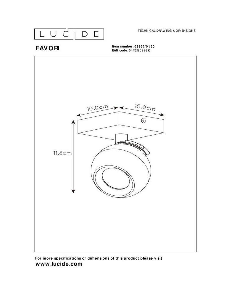 Ceiling spotlights - Lucide FAVORI Reflector Ceiling GU10 1x5W Black 09932/01/30 - product kolory-swiatla.pl 5