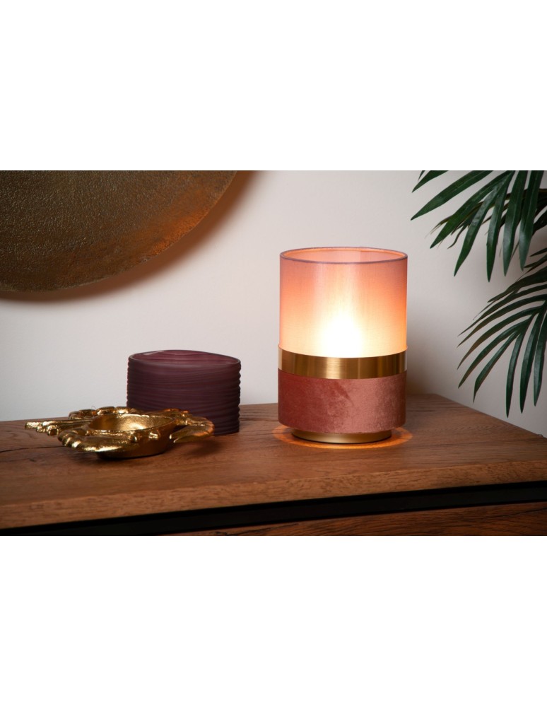 Table lamps with lampshade - Lucide EXTRAVAGANZA TUSSE Desk E14 1x0W Pink/Matte Gold/Brass 10508/01/66 - product kolory-swiatla.pl 3