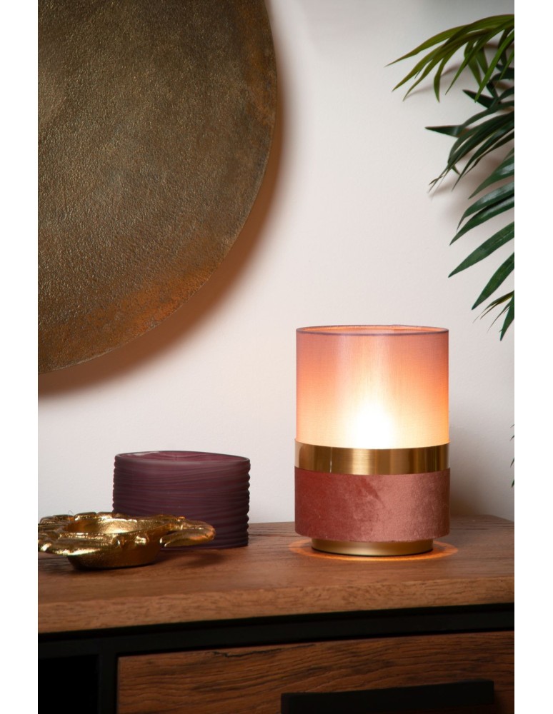 Table lamps with lampshade - Lucide EXTRAVAGANZA TUSSE Desk E14 1x0W Pink/Matte Gold/Brass 10508/01/66 - product kolory-swiatla.pl 4