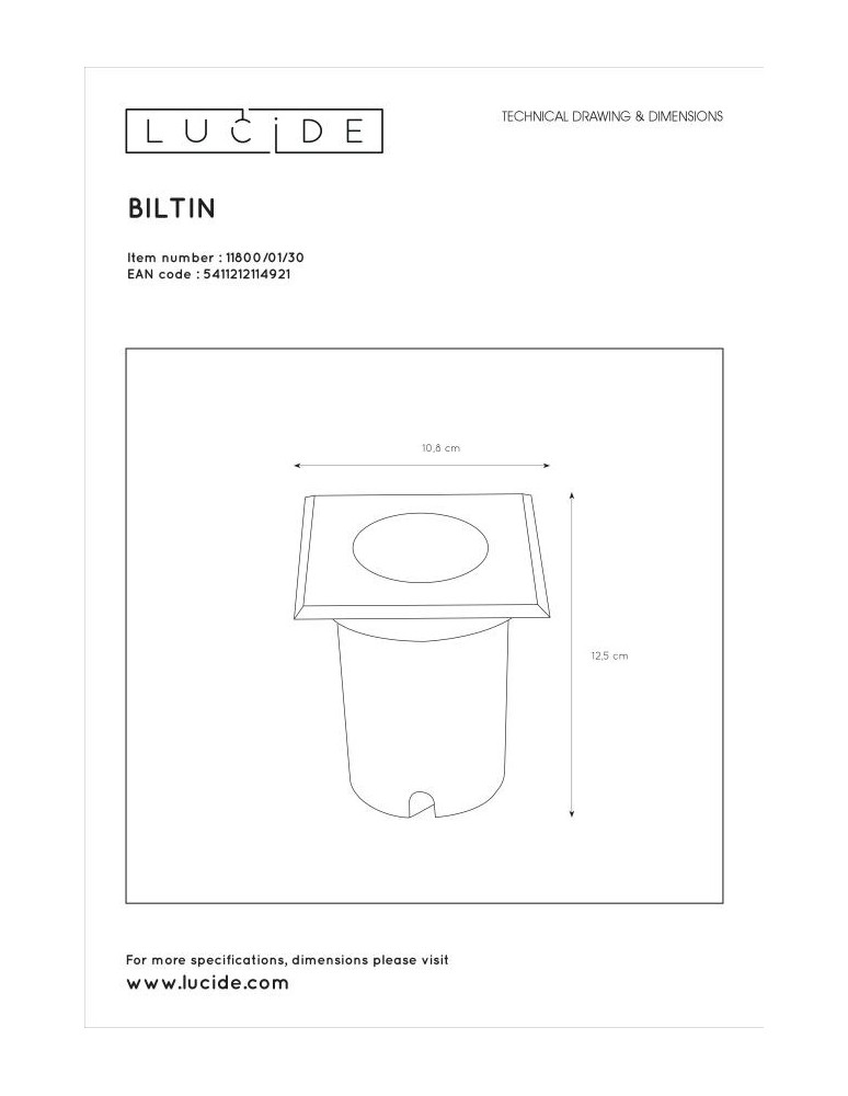 Overhead and ground lights - Lucide BILTIN Outdoor Entrance GU10 1x35W IP67 Black 11800/01/30 - product kolory-swiatla.pl 4