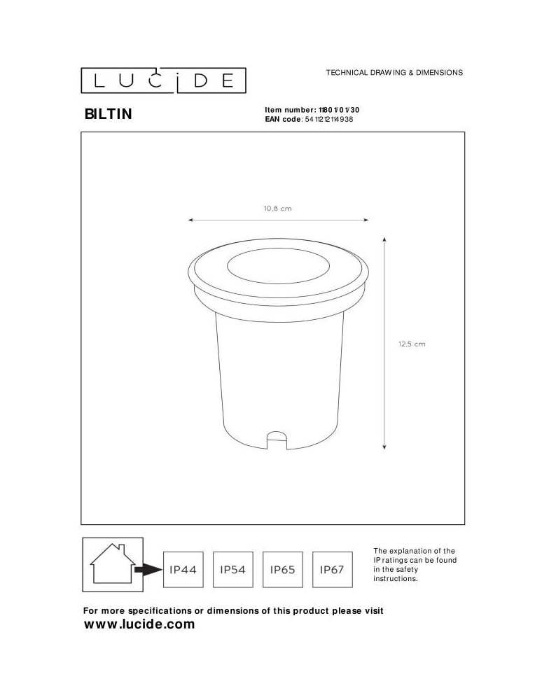 Overhead and ground lights - Lucide BILTIN Outdoor Entrance GU10 1x35W IP67 Black 11801/01/30 - product kolory-swiatla.pl 5