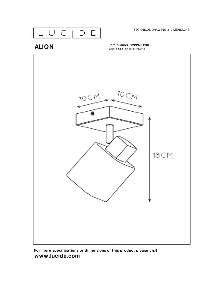 Ceiling lamps - Lucide ALION Spotlight Ceiling E14 1x25W Black/Grey 17999/01/30 - product kolory-swiatla.pl 3