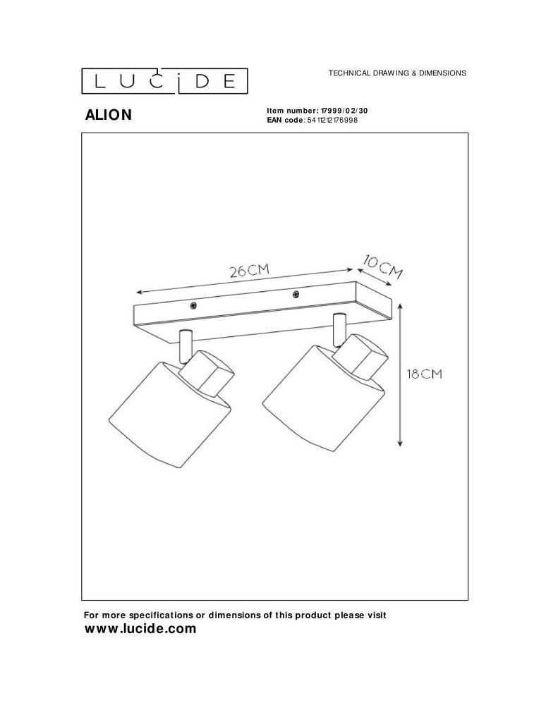 Ceiling lamps - Lucide ALION Ceiling Reflector E14 2x25W Black/Grey 17999/02/30 - product kolory-swiatla.pl 4