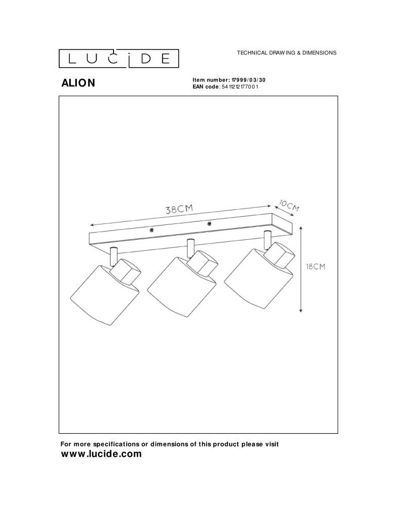 Ceiling lamps - Lucide ALION Ceiling Reflector E14 3x25W Black/Grey 17999/03/30 - product kolory-swiatla.pl 5