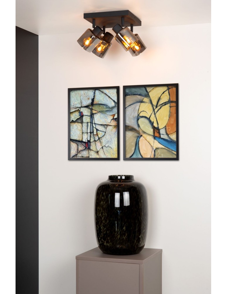 Ceiling lamps - Lucide ALION Ceiling Reflector E14 4x25W Black/Grey 17999/14/30 - product kolory-swiatla.pl 3