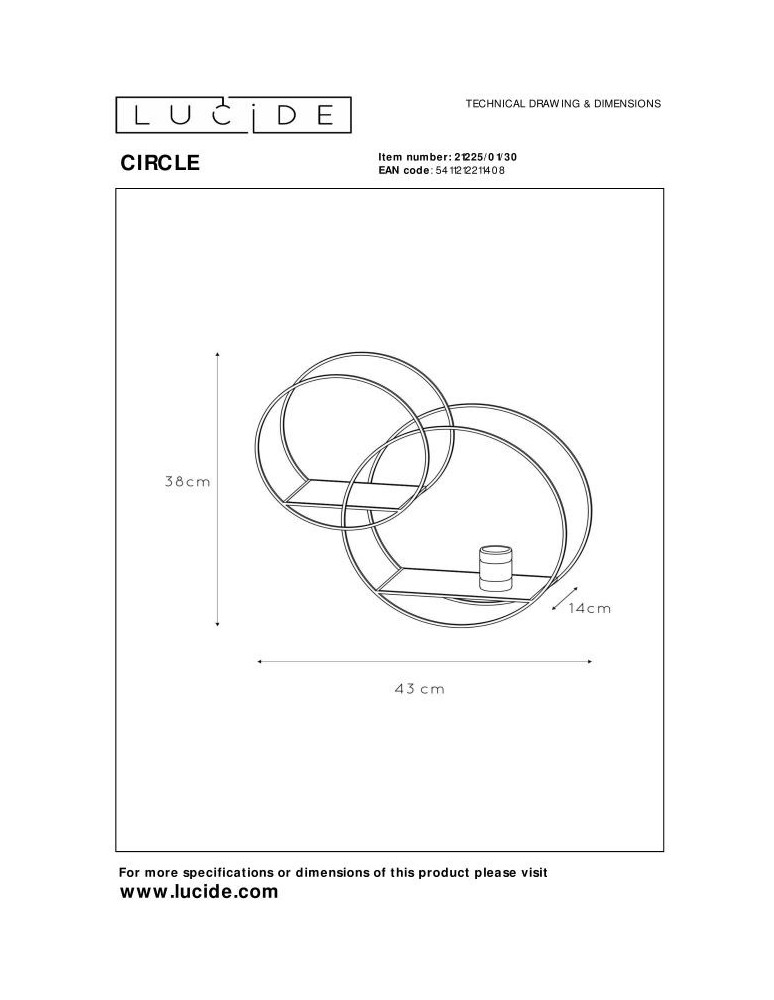 Wall lamps - Lucide CIRCLE Wall Mounted E27 1x40W Black/Matte Gold/Brass 21225/01/30 - product kolory-swiatla.pl 8