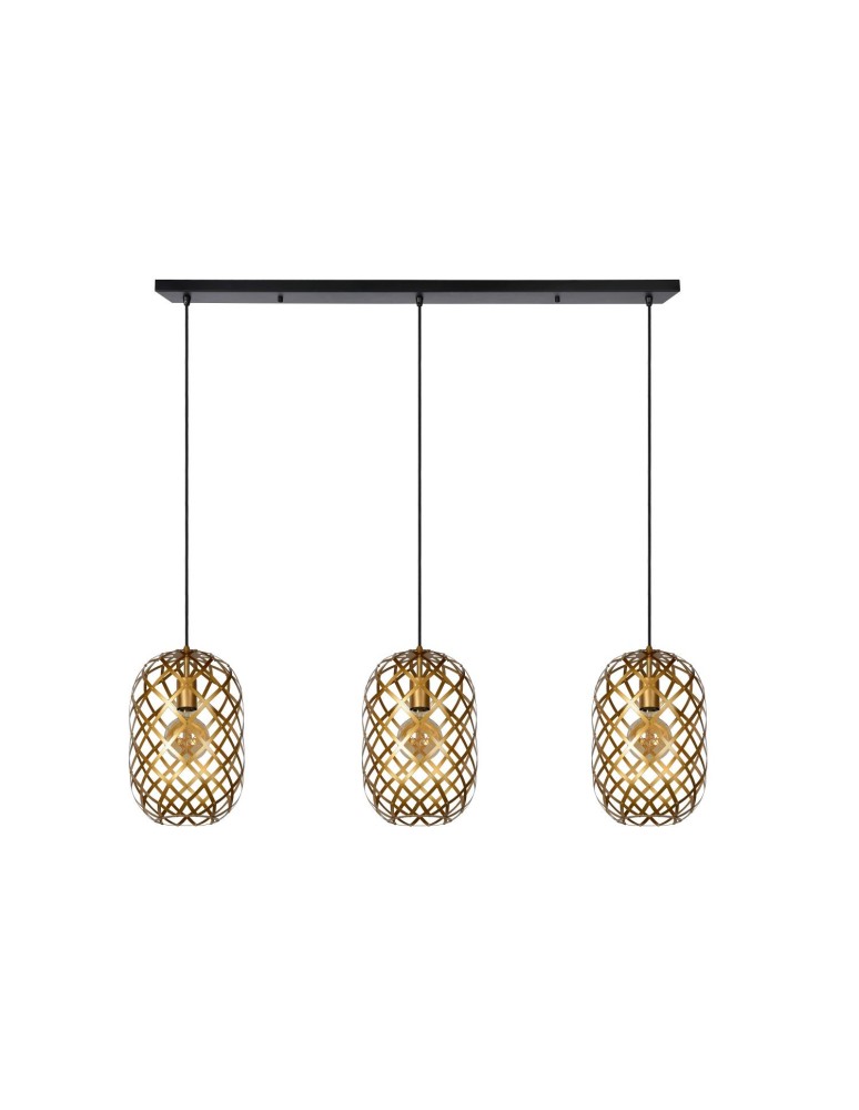 Triple pendant lamps - Lucide WOLFRAM Pendant E27 3x60W Matte Gold/Brass/Black 21417/03/02 - product kolory-swiatla.pl 2