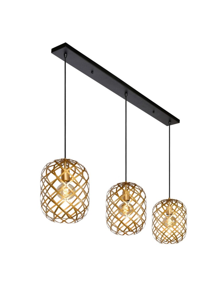 Triple pendant lamps - Lucide WOLFRAM Pendant E27 3x60W Matte Gold/Brass/Black 21417/03/02 - product kolory-swiatla.pl 5